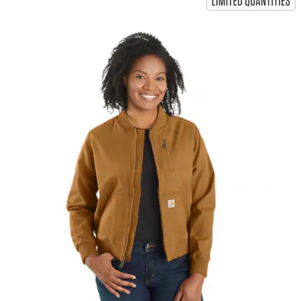 Carhartt Brown Bomber Jacket with Ribbed Collar and Durable Fabric